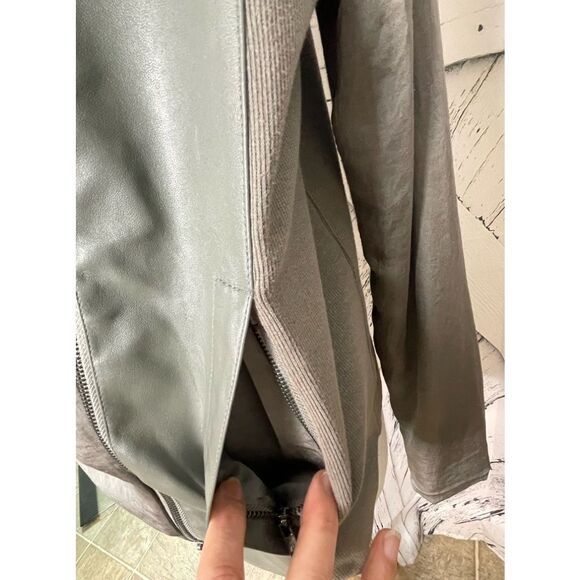 American Retro Aston Grey Leather Trim Jacket Size 40 - Picture 5 of 12